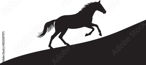 Black Running Horse Silhouette Vector Illustration – Elegant Wild Stallion Logo Design.