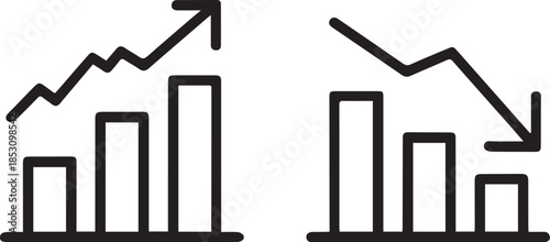 Contrasting growth and decline trends in business and financePrint