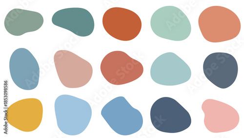 Modern Organic Abstract Shapes Set in Earthy Bohemian Color Palette