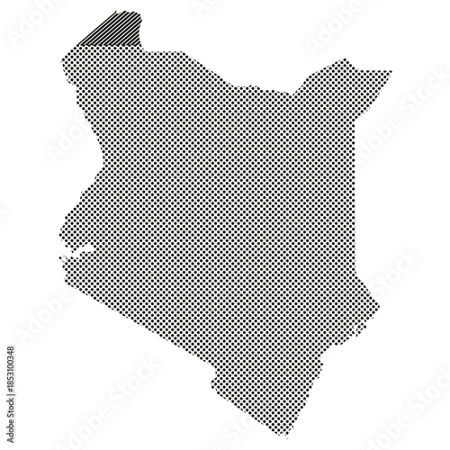Kenya map silhouette with dotted halftone pattern graphic illustration