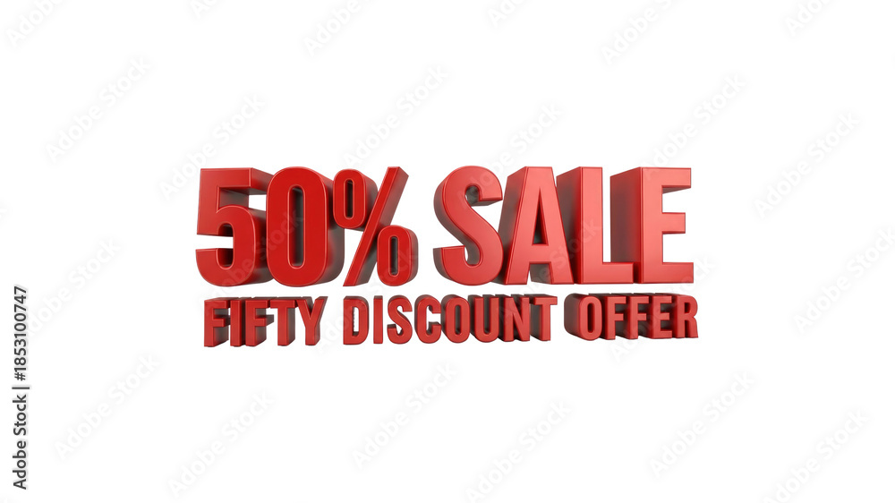 Fototapeta premium 50 percent sale in red letters