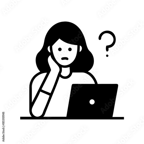 Perplexed woman checking online content on laptop at home