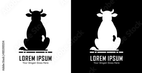Cow logo design with back view