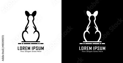 Kangaroo logo design with back view