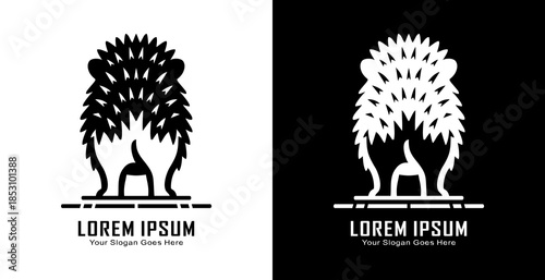 Hedgehog logo design with back view