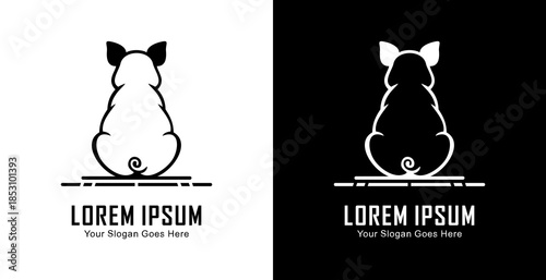 Pig logo design with back view
