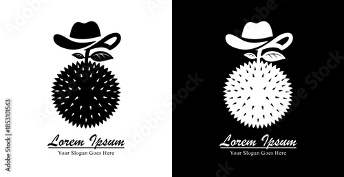 Durian fruit logo design combined with a cowboy hat