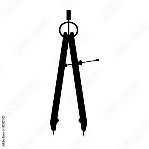 Drawing Compass Silhouette. Flat Image