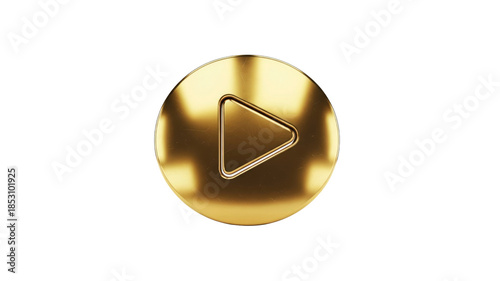 Golden Play Button isolated on Transparent Background