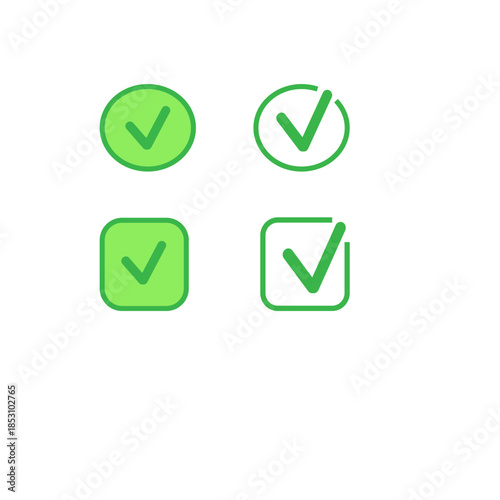 Green Yes and Checkmark Icons