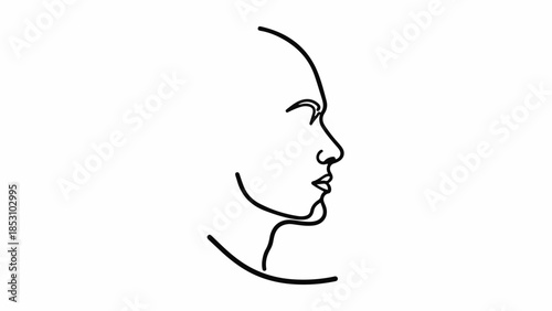 Minimalist profile outline of a thoughtful human face, conveying introspection and identity