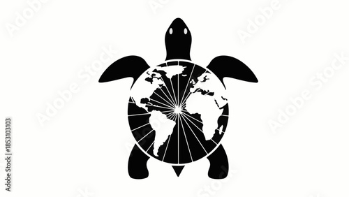 Symbolic turtle with globe representing global conservation and environmental protection