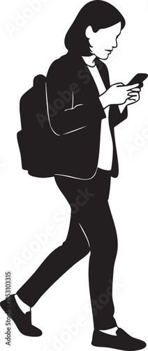 Student walking and using phone