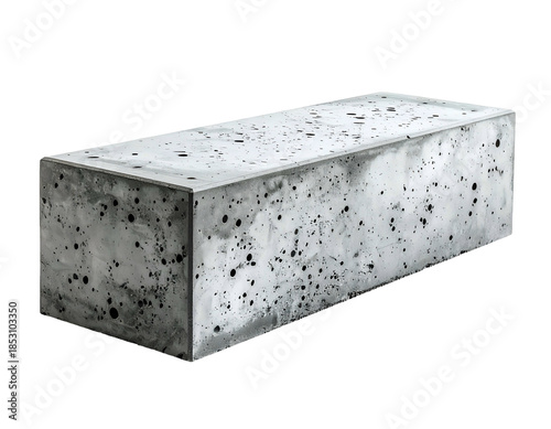Rough, gray concrete block, speckled with dark, gritty inclusions
