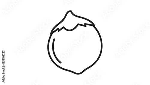 Simple line drawing of a nut with shell, Generative AI.