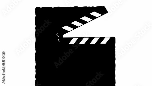 Classic film clapperboard ready for action in a minimalist, graphic style.