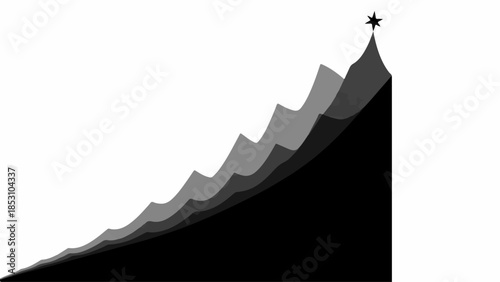 Abstract graph showing upward trend towards a shining star, symbolizing success and ambition.