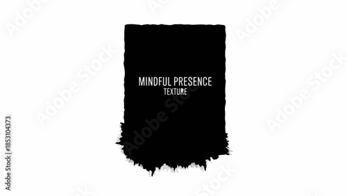 Abstract black paint stroke with textured edges, representing mindful presence and creative energy