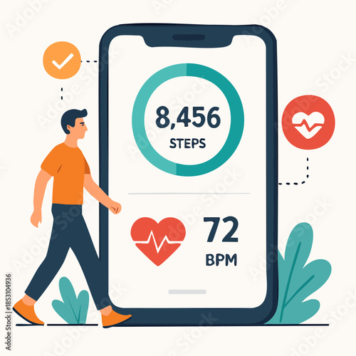 Fitness Tracking Mobile App with Steps and Heart Rate Monitoring