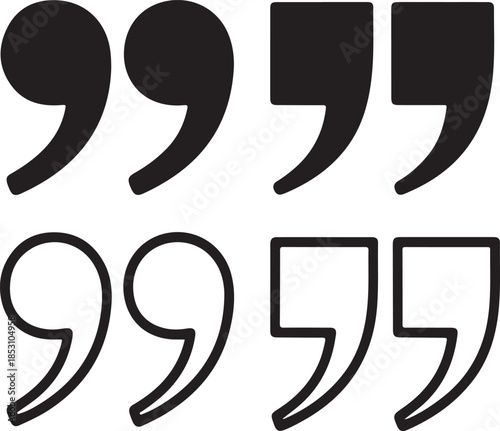 Black and white illustration depicting various styles of quotation marks