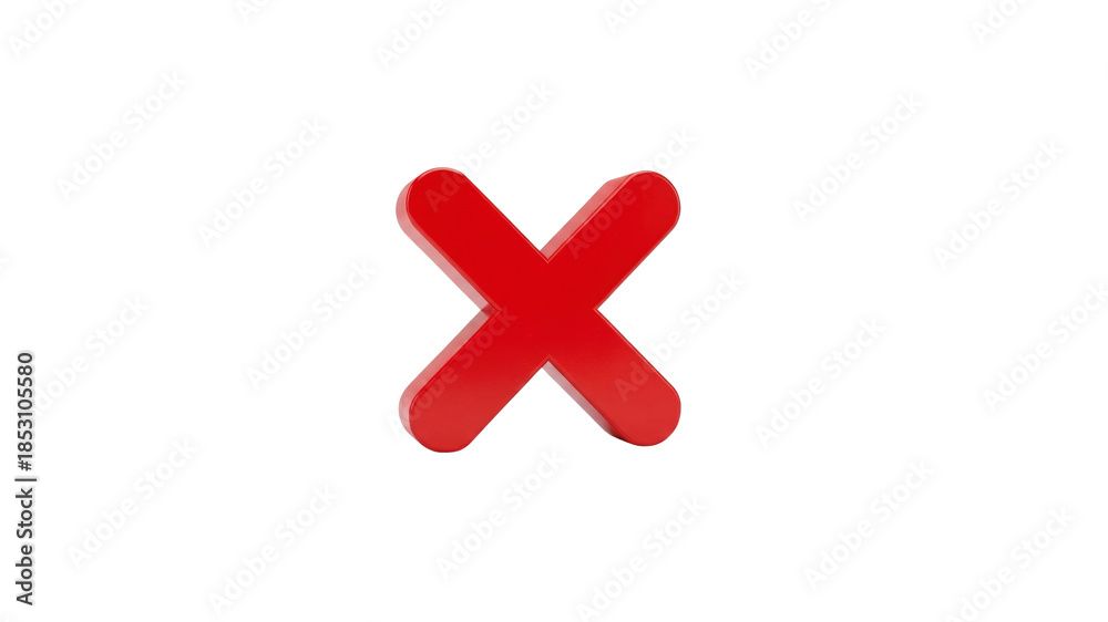 Obraz premium Red cross mark on Transparent Background