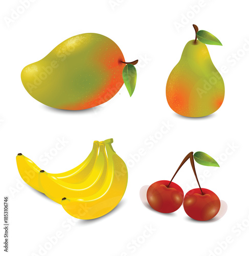 set of fruits isolated