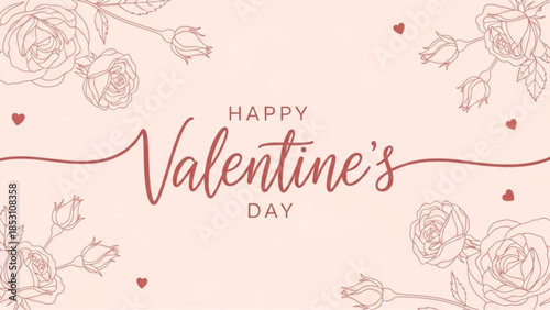 Celebrate the essence of love with a beautiful Valentine's Day design, featuring elegant floral arrangements and delicate hearts, conveying warmth and affection.