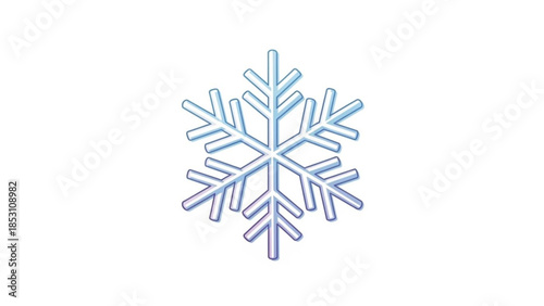 Detailed illustration of a single blue snowflake with intricate patterns on white background, winter weather symbol