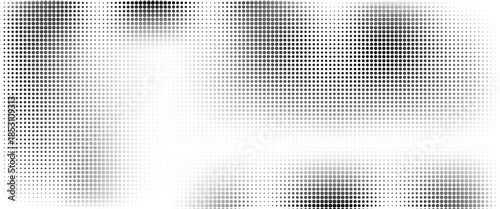 Dotted halftone gradient texture. Fading polka dot background. Repeated dots gradation pattern background. Black vanishing comic pop art overlay backdrop.