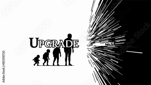 Human evolution progressing towards a bright, abstract future