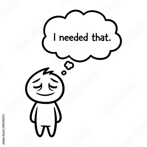 Minimalist Cartoon Character Thinking 'I Needed That' Expressing Contentment