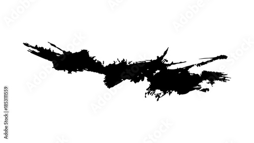 black ink brush stroke on white background