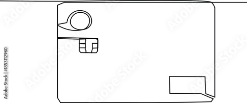 Continous line art Credit card illustration. Debit card minimal one line vector. Editable stroke.