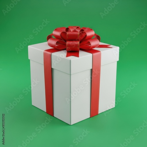 Elegant white gift box with red bow