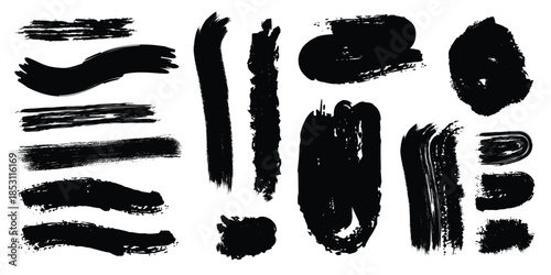 A collection of black brush strokes on a white background