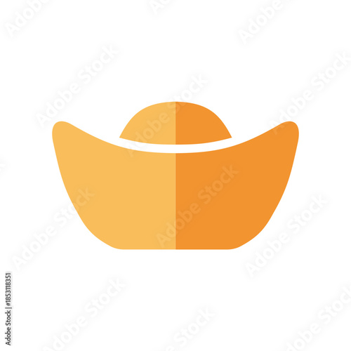 Flat Chinese New Year gold ingot icon symbolizing wealth, prosperity, and good fortune.