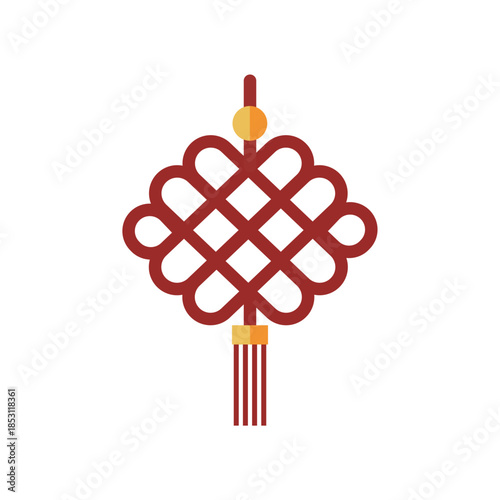 Decorative hanging Chinese knot icon representing blessings, unity, and prosperity.
