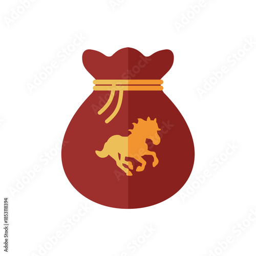 Red Chinese money bag icon representing wealth and good fortune.