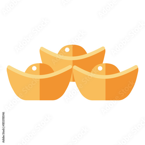 Chinese New Year stacked gold ingots icon representing abundance and financial success.