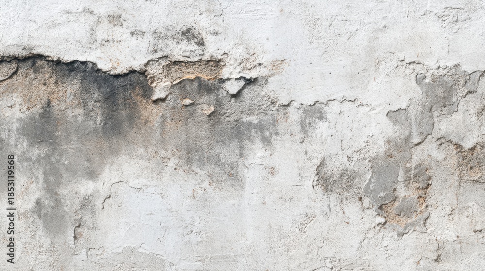 Obraz premium The surface features a wall marked by cracks and peeling paint showing signs of age and wear. The design highlights various textures and colors from the damaged plaster.