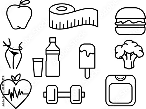 A dynamic collection of black and white outline icons illustrating a wide range of active pursuits and athletic leisure, perfect for modern sports graphic design projects and visual communication