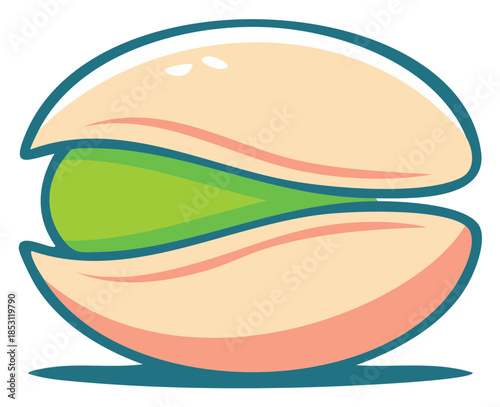 Stylized Macaron Illustration with Green Filling for Dessert Food Concepts