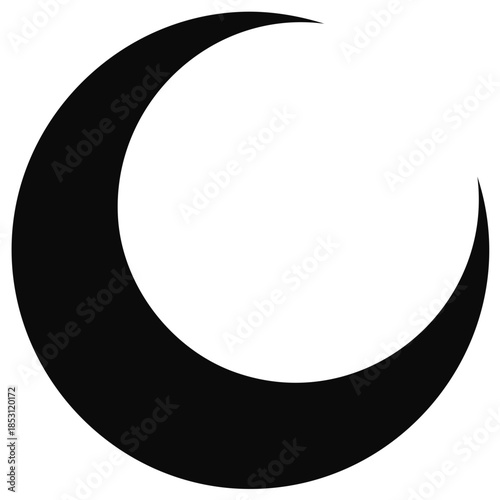 Simple Black Crescent Moon Silhouette Icon a Graphic Celestial Symbol of the Night Sky