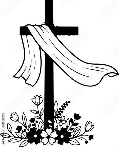 Crucifixion of Jesus Christ with Disciples Silhouette