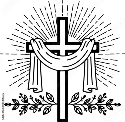 Crucifixion of Jesus Christ with Disciples Silhouette