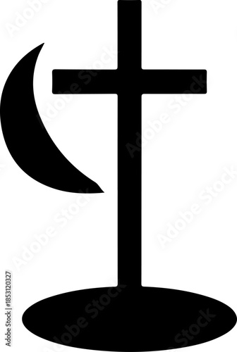 Crucifixion of Jesus Christ with Disciples Silhouette