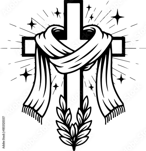 Crucifixion of Jesus Christ with Disciples Silhouette