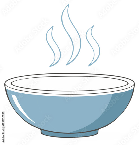 Cartoon bowl of hot soup with steam rising upwards