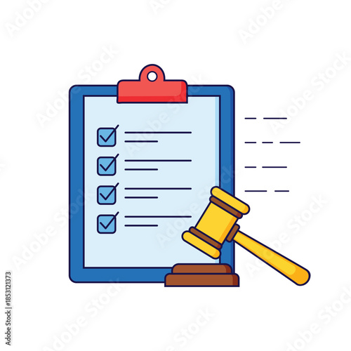 Important Legal Checklist with Gavel Illustration for Law and Justice Themes