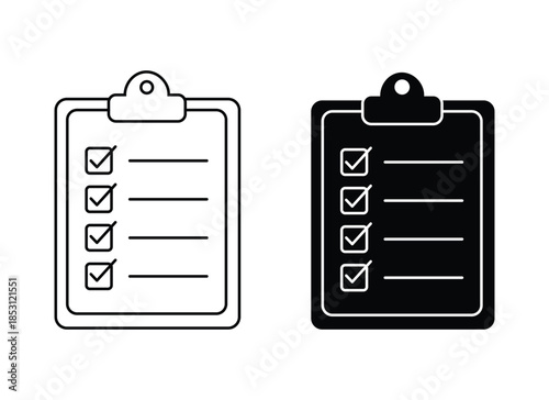 Monochrome Checklists on Clipboard for Task Management and Organization